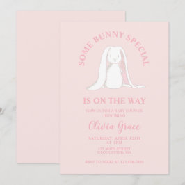 Någon Bunny Speciell Rosa Gingham Baby Shower Inbjudningar