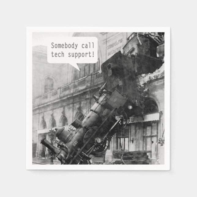 Någon Call Tech Support Tåg Wreck Pappersservett (Framsidan)