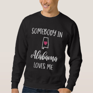 Någon i Alabama älskar mig hjärta hemstatskarta Lång Ärmad Tröja