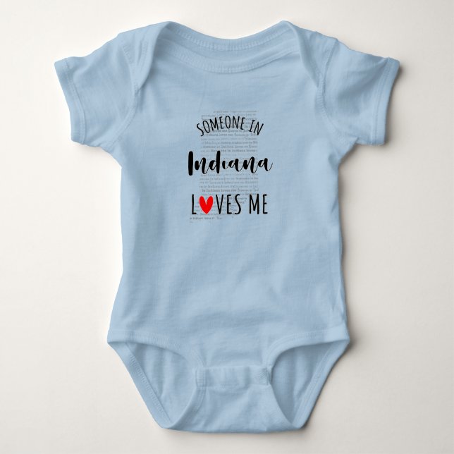 Någon i Indiana Kärlek Me Karta Baby Bodykostym T Shirt (Framsida)