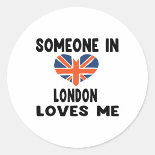 Någon i London älskar mig England Storbritannien f Runt Klistermärke