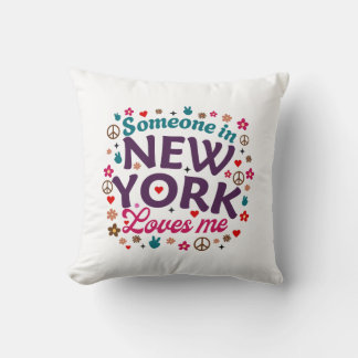 Någon i New York älskar mig Retro rolig design Kudde