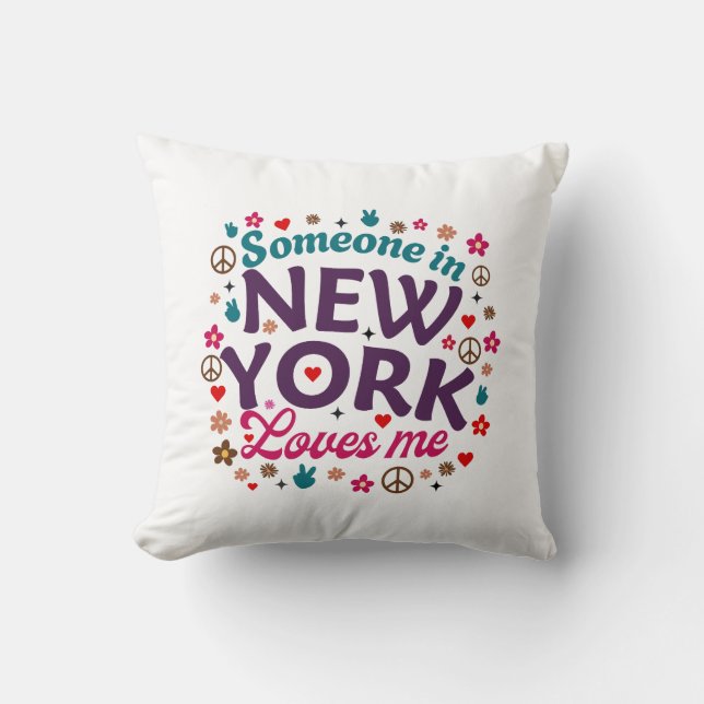 Någon i New York älskar mig Retro rolig design Kudde (Framsida)