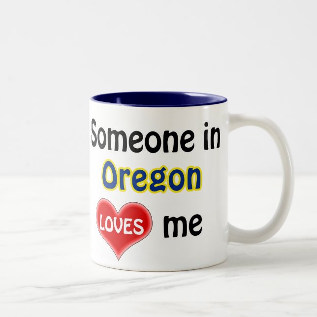 Någon i Oregon älskar mig Två-Tonad Mugg (Höger)