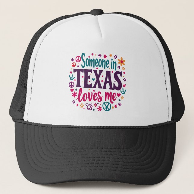 Någon i Texas Älskar Mig - Retro Texas Hippie Kons Keps (Framsida)