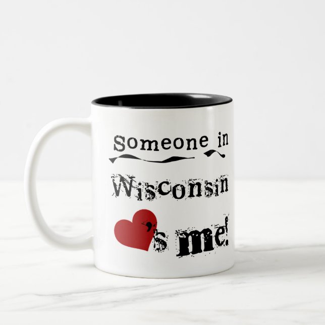 Någon i Wisconsin älskar mig Två-Tonad Mugg (Vänster)