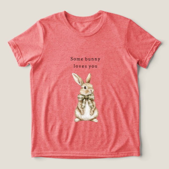 Någon Kanin Älskar Dig Grön Båge Påsk T Shirt (Design Framsida)