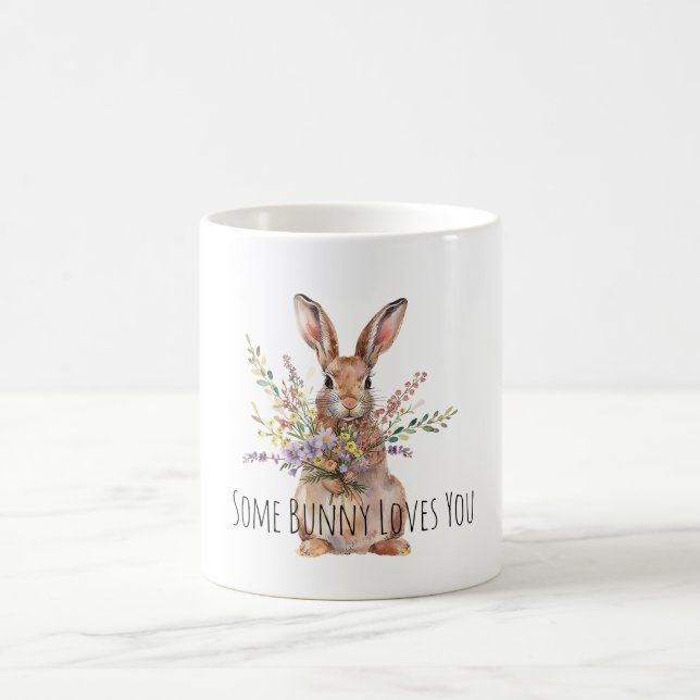 Någon kanin älskar dig med blommor kaffemugg (Center)