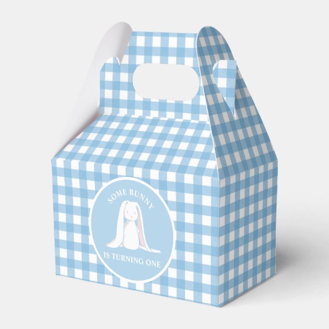 Någon kanin är en blå Gingham-födelsedag Presentaskar (Framsidan Sidan)