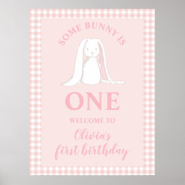 Någon kanin är en rosa första födelsedag poster