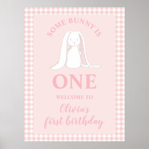 Någon kanin är en rosa första födelsedag poster