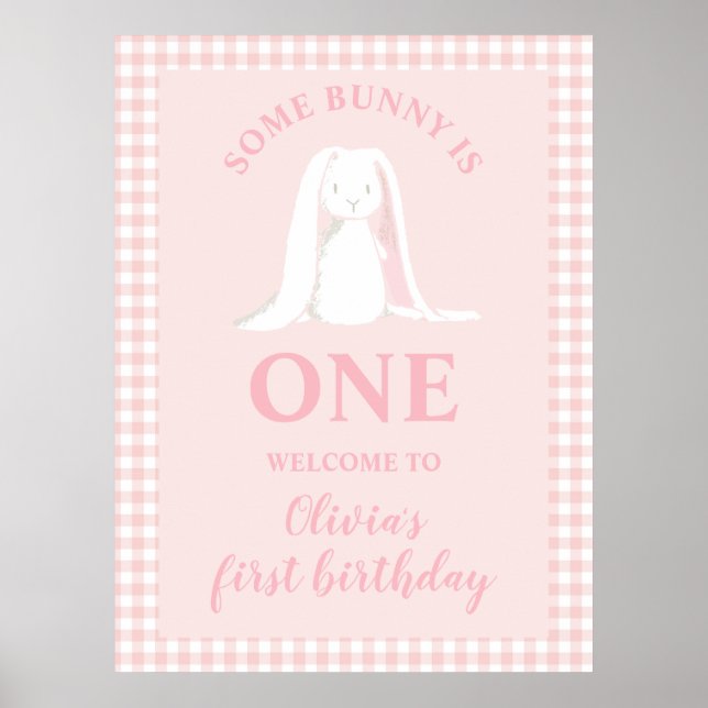 Någon kanin är en rosa första födelsedag poster (Framsidan)