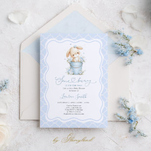 Någon kanin är på väg Baby Baby Shower Pojke Inbjudningar