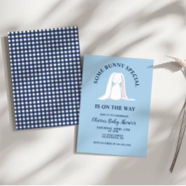 Någon kanin baby shower blå rutig inbjudningar