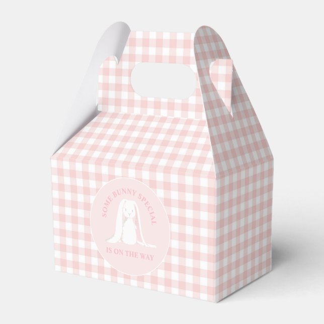 Någon kanin baby shower rosa gingham presentaskar (Framsidan Sidan)