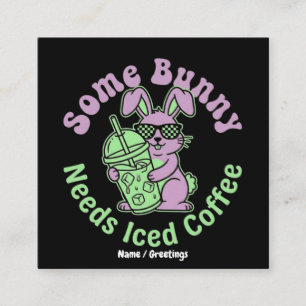 Någon kanin behöver iskaffe Retro vår påsk Fyrkantigt Visitkort