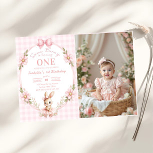 Någon kanin fyller ett 1-års födelsedagsfoto inbjudningar