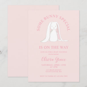 Någon kanin särskild rosa gingham baby shower inbjudningar