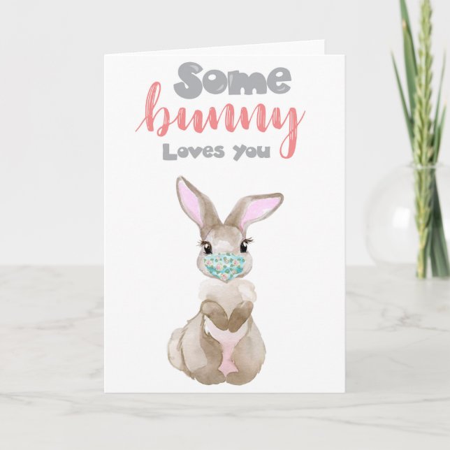 Någon Kärlek You Bunny Quarantine Ansikte Mask Kort (Framsida)