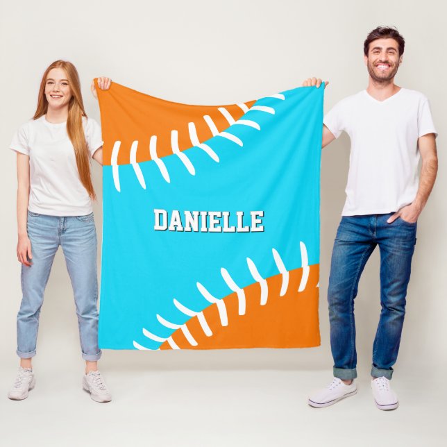 NÅGON lagfärger baseboll softboll idrottare namn Fleecefilt (På plats)