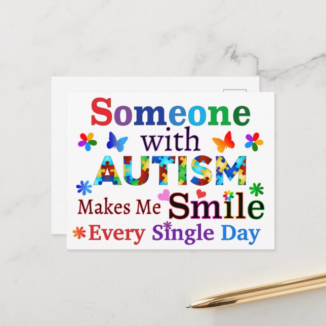 Någon med AUTISM gör mig SMILE Vykort (Fram/Back In Situ)