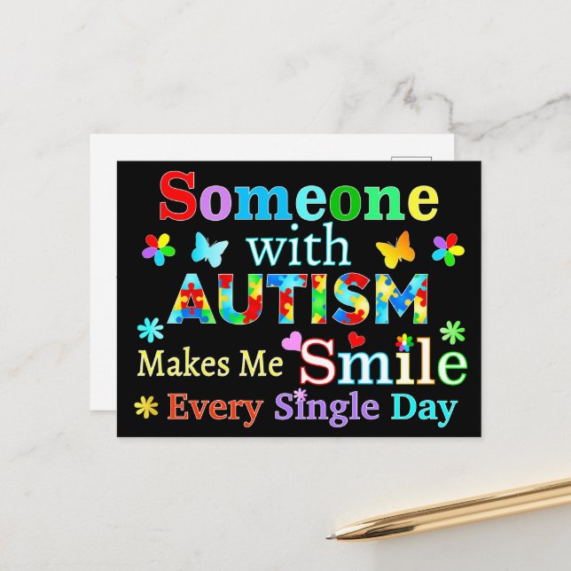 Någon med AUTISM gör mig SMILE Vykort (Fram/Back In Situ)