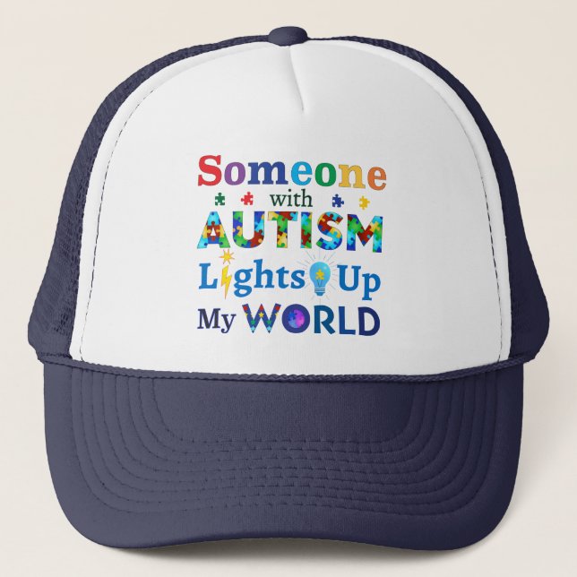 Någon med AUTISM Ljus Up My WORLD Keps (Framsida)