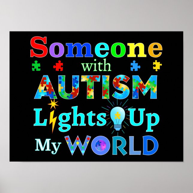 Någon med AUTISM Ljus Up My WORLD Poster (Framsidan)