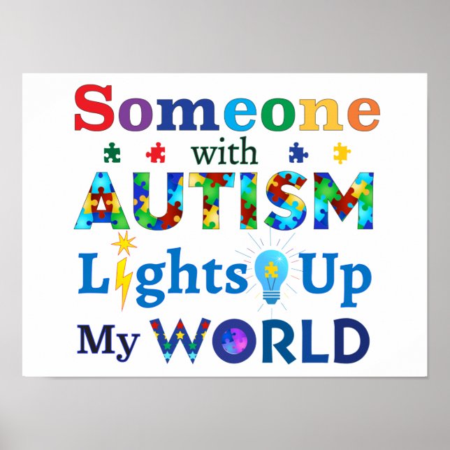Någon med AUTISM Ljus Up My WORLD Poster (Framsidan)