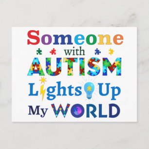 Någon med AUTISM Ljus Up My WORLD Vykort