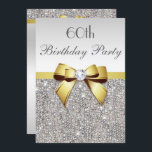Någon pilbåge för Sequins för Inbjudningar<br><div class="desc">Eleganten beställnings- guld för personlig och försilvrar några ålderfödelsedagsfest inbjudan för kvinnor, och flickor med ett utskrivavet härligt glittery silver avbildar sequinsjuvlar, gemsmönster, gulliga sofistikerade skins utskrivavna pilbågar och rosett band och nätt digitala diamanter som bling juvlar på en silverlutningbakgrund. Please noterar: Dessa är lägenheten utskrivaven bilder - inga verkliga...</div>