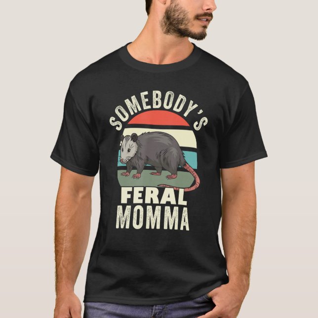 Någon s Feral Momma Mor Retro Feral Cat Mamma T Shirt (Framsida)
