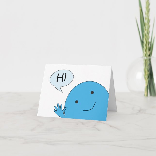 Någon Tillfälle Blue Guy som Wave Hi Notecard Tack Kort (Framsida)