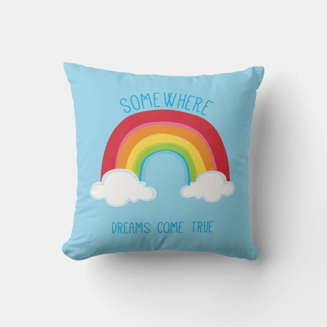 NÅGONSIN ÖVER RAINBOW-ljusa färger Kudde (Framsida)