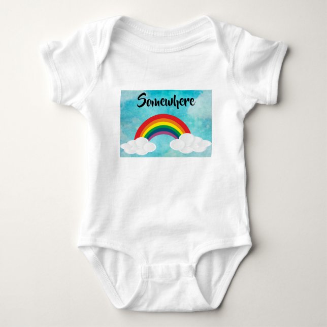 Någonstans Baby Bodykostydräkt T Shirt (Framsida)
