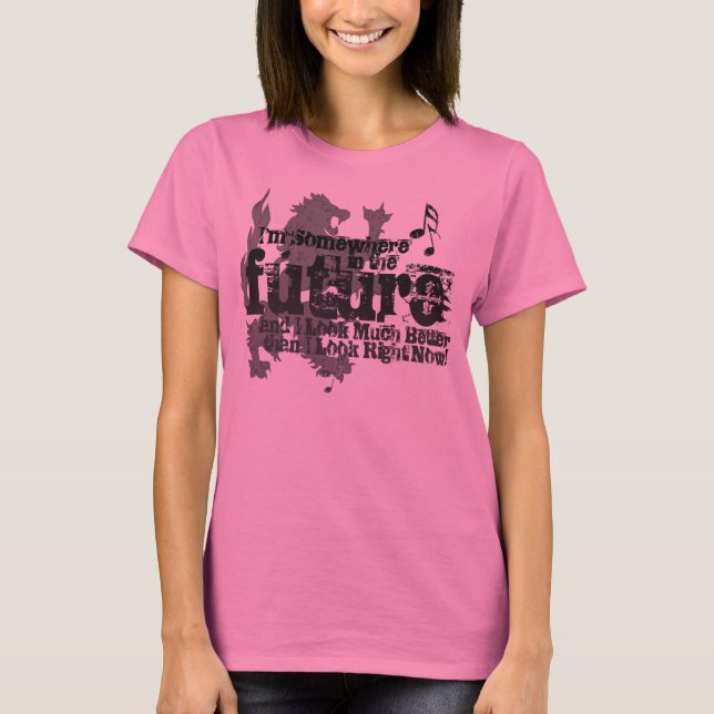 Någonstans i den framtida damskjortan (med lejont) t shirt (Framsida)