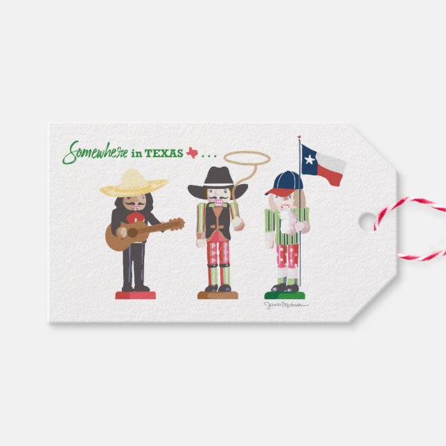 "Någonstans i Texas", Texas Nutcrackers Gift Märkr Presentetikett (Framsidan (Horizontal))