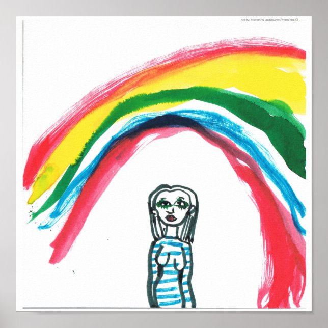 Någonstans under en regnbågsutskrift poster (Framsidan)