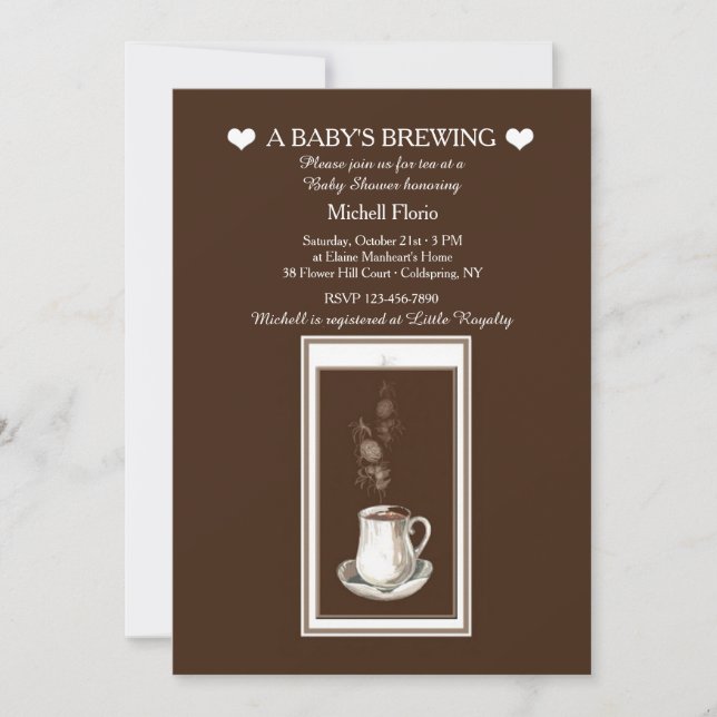 Någonting brygger Te- (eller Kaffe-) festinbjudan Inbjudningar (Framsida)