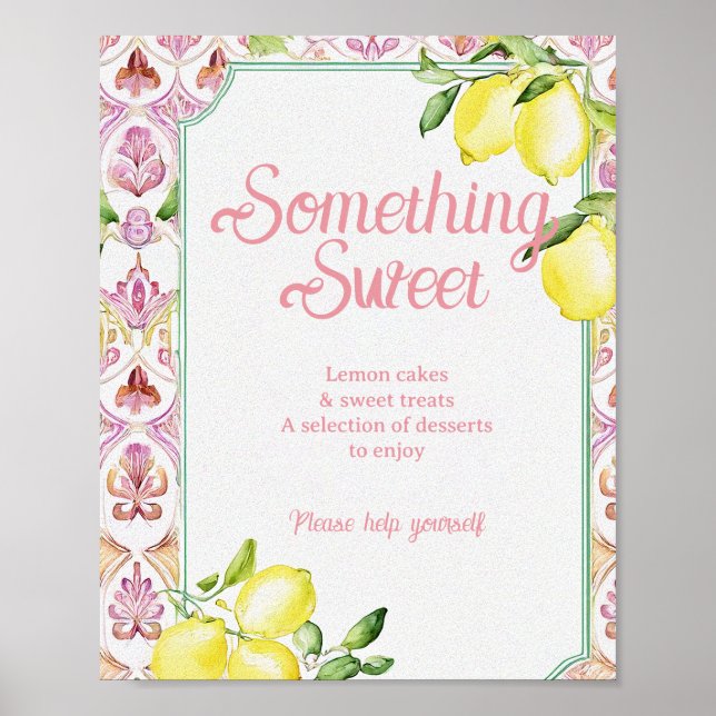 Någonting Sött Tecken Rosa Gult Citron Dusch Poster (Framsidan)