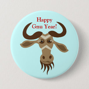 Något år för GnuStuff_Gwendolyn Gnu_Happy Gnu! Knapp