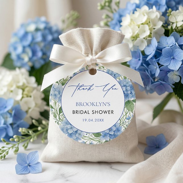 Något Blå Hortensia Blommig Bröllopsdusch Gåvor Etiketter (Skapare uppladdad)