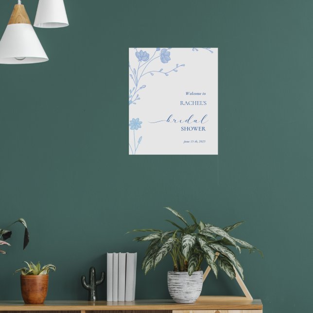 Något Blå Vildblomma Bröllopsdusch Inbjudan Poster (Vardagsrum 1)