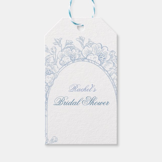 Något Blå Vildblomma Bröllopsdusch Inbjudan Presentetikett (Framsidan)