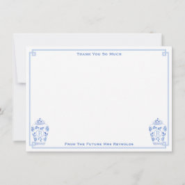 Något Blått Akvariefärgat Gingkärl Bröllopsdusch Tack Kort