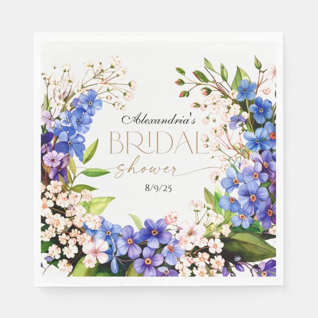 Något Blått: Baby's Breath & Lin Bröllopsdusch Pappersservett (Framsidan)