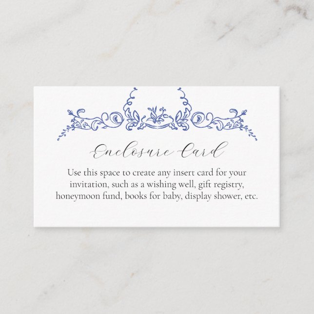 Något Blått Blommig Anpassad Kuvertkort Tilläggskort (Framsida)