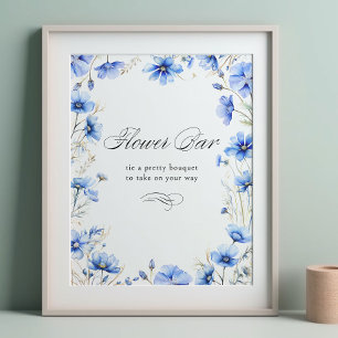 Något Blått Blommigt Ram Kalligrafi Blomsterbar Poster