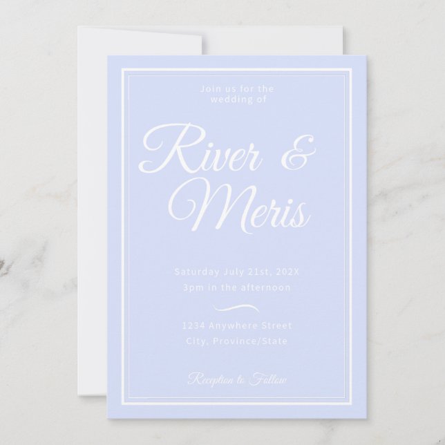 Något blått bröllop-inbjudan inbjudningar (Framsida)