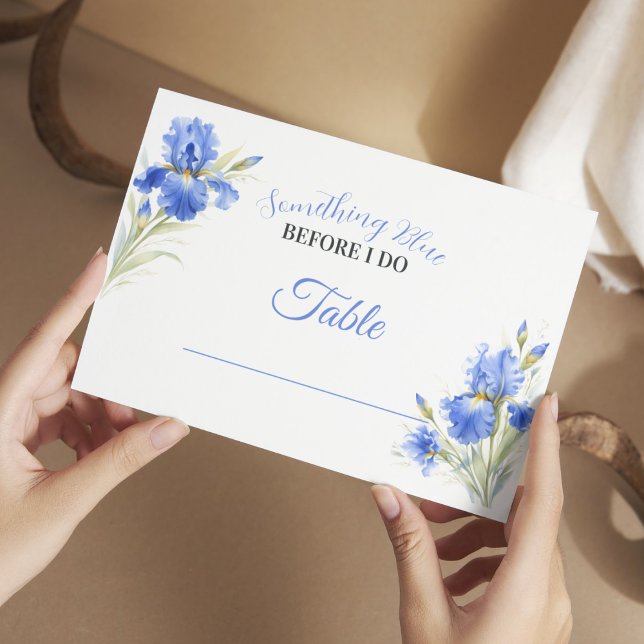 Något Blått Bröllopsdusch Bord Placeringskort Tack Kort (Something Blue Bridal Shower Table Place Card
)
